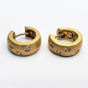 Pair of 18K Gold & Diamonds Huggies Earrings