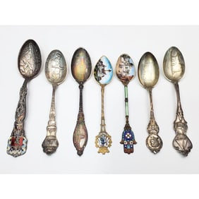 5 Unusual Sterling Silver Souvenir Spoons