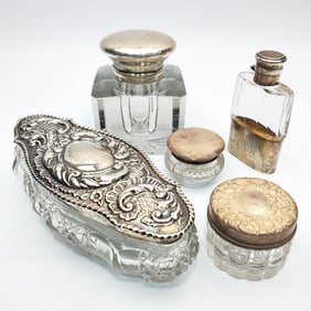 Lot of 5 Sterling Silver and Glass Items