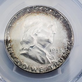 1955 PCGS MS65 B. Franklin Silver Half Dollar Coin