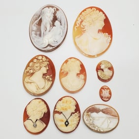 Lot of 9 Carved Cameos