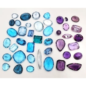 Lot of Blue and Purple Colored Stones