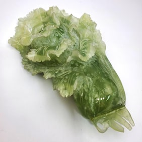 Large Chinese Jadeite Carving of a Cabbage