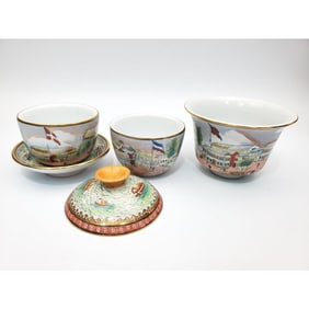 Signed Chinese Hand-Panted Porcelain Tea Set