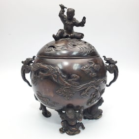 Antique Chinese or Japanese Bronze Censor