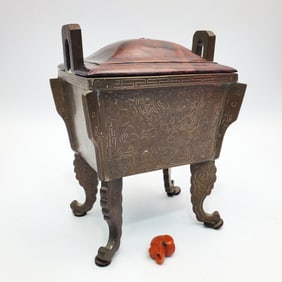 Antique Japanese Meiji Bronze & Mixed Metal Box
