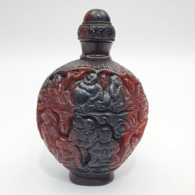 Antique Chinese Carved Horn Snuff Bottle