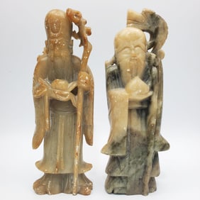 2 Vintage Chinese Soapstone Figurines