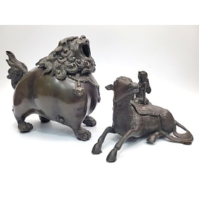 2 Antique Chinese Bronze Incense Burners