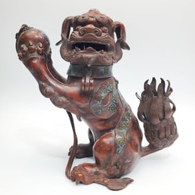 Fine Antique Chinese Bronze Champleve Censor