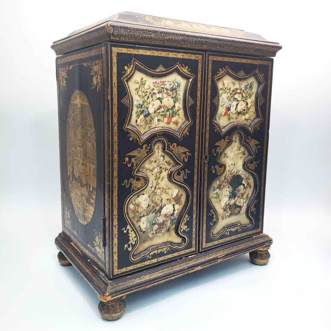 Exceptional Antique Chinese Lacquer Jewelry Armoir (1 of 9)