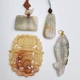 Lot of 4 Chinese Jade Pendants