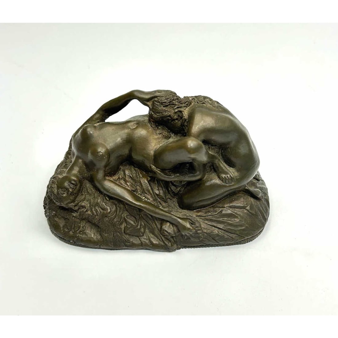 Jef Lambeaux, Dutch (1852-1908) Erotic Bronze: Jef Lambeaux, Dutch (1852-1908) Bronze Figure. "Erotic Scene". Fully Signed. Condition: Generally Very Good. Dimensions: L-5" x H-2.5". Provenance: From a Long Island, NY Home. Please note the absence