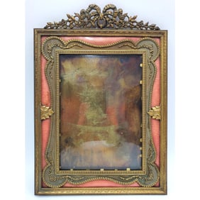 Early French Enameled Bronze Large Frame