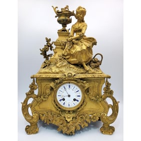 Antique French 19thc Bronze Mantel Clock