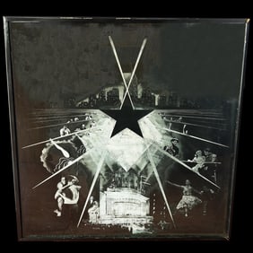 Monumental Vintage Signed Sandblasted Glass Panel