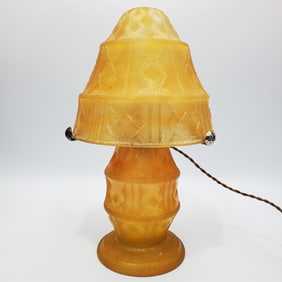 Daum Nancy Art Deco Cameo Glass Table Lamp 1930