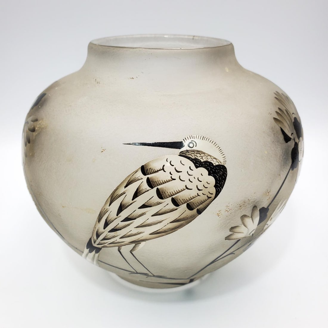 Daum Nancy Art Deco Acid Cut & Enameled Vase 1930 (1 of 5)