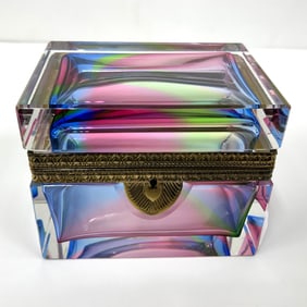 Rare Vintage Italian Murano "Rainbow" Glass Casket