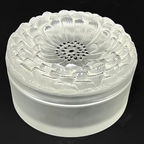 Vintage Lalique France Art Glass Box "Dahlia"
