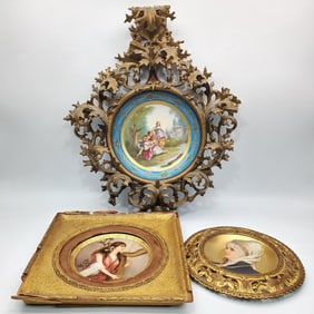 Lot of 3 Antique Continental Porcelain Plates