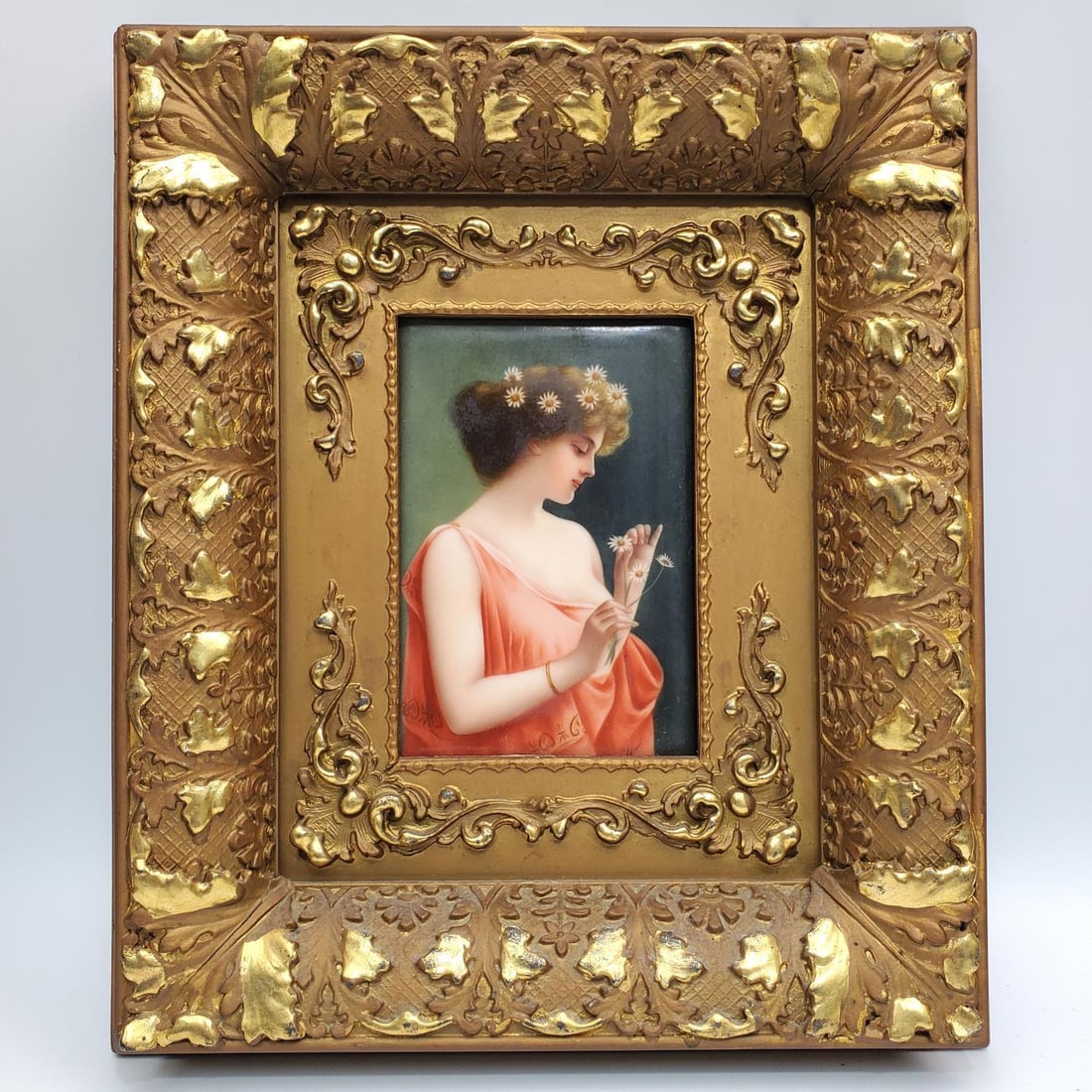 Antique German Porcelain Plaque "Marguerite" (1 of 5)