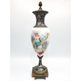 Antique French Sevres Style Signed Porcelain Urn
