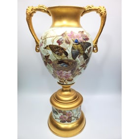 Antique Rubian Pottery Art Porcelain Vase