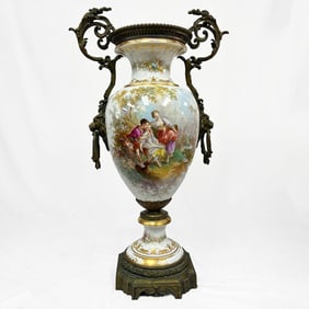 Antique Monumental Sevres Style Porcelain Vase