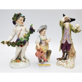 3 Antique 19th C. Meissen Porcelain Figures