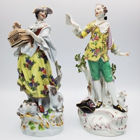 Lot of 2 Antique Meissen Porcelain Figures