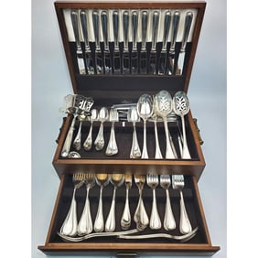 129PC Christofle Sterling Silver "Albi" Flatware