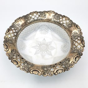 Gorham Sterling Silver & Finely Cut Glass Bowl