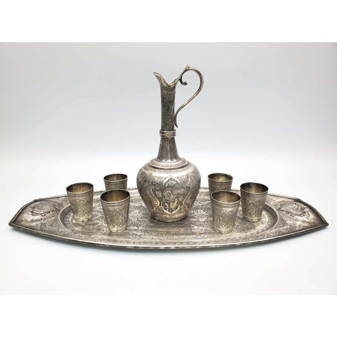 Exceptional Antique Persian 84 Silver Vodka Set (1 of 12)