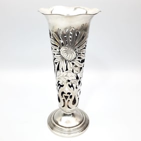 British Antique Reticulated Sterling Silver Vase