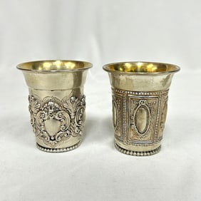 2 Judaica Sterling Silver Kiddush Cups