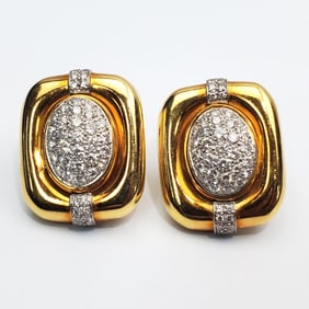 Exceptional Pair of 14K Gold & Diamonds Earrings