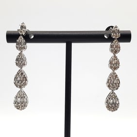 14k White Gold & Diamonds Chandelier Earrings