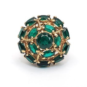 14K Gold & Green Stone Large Cocktail Ring