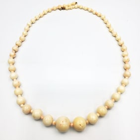 Large Angel Skin Coral Graduated Beaded Necklace