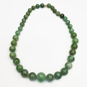 Fine Real Jade Graduated Beaded Necklace