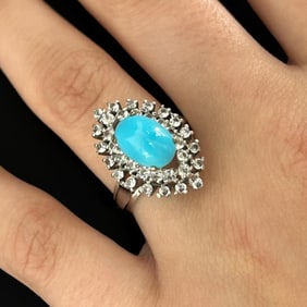 18K White Gold & Turquoise Ring
