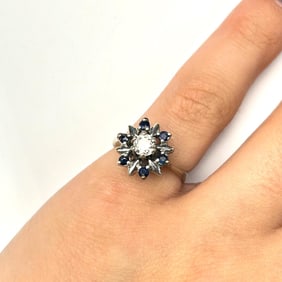 Vintage 14K White Gold & Diamond Ring
