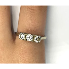 14K White Gold & Triple Diamond Ring