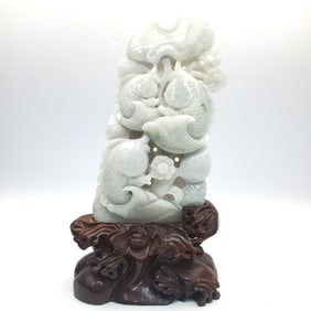 Chinese Carved White Jade or Hard Stone Figure