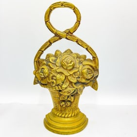 Heavy Brass Flower Shaped Door Stopper