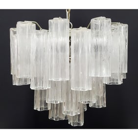 1970s Venini Chandelier w/ 32 Hanging Glasses