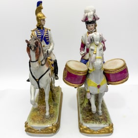 2 Vintage German Porcelain Figures of Soldiers