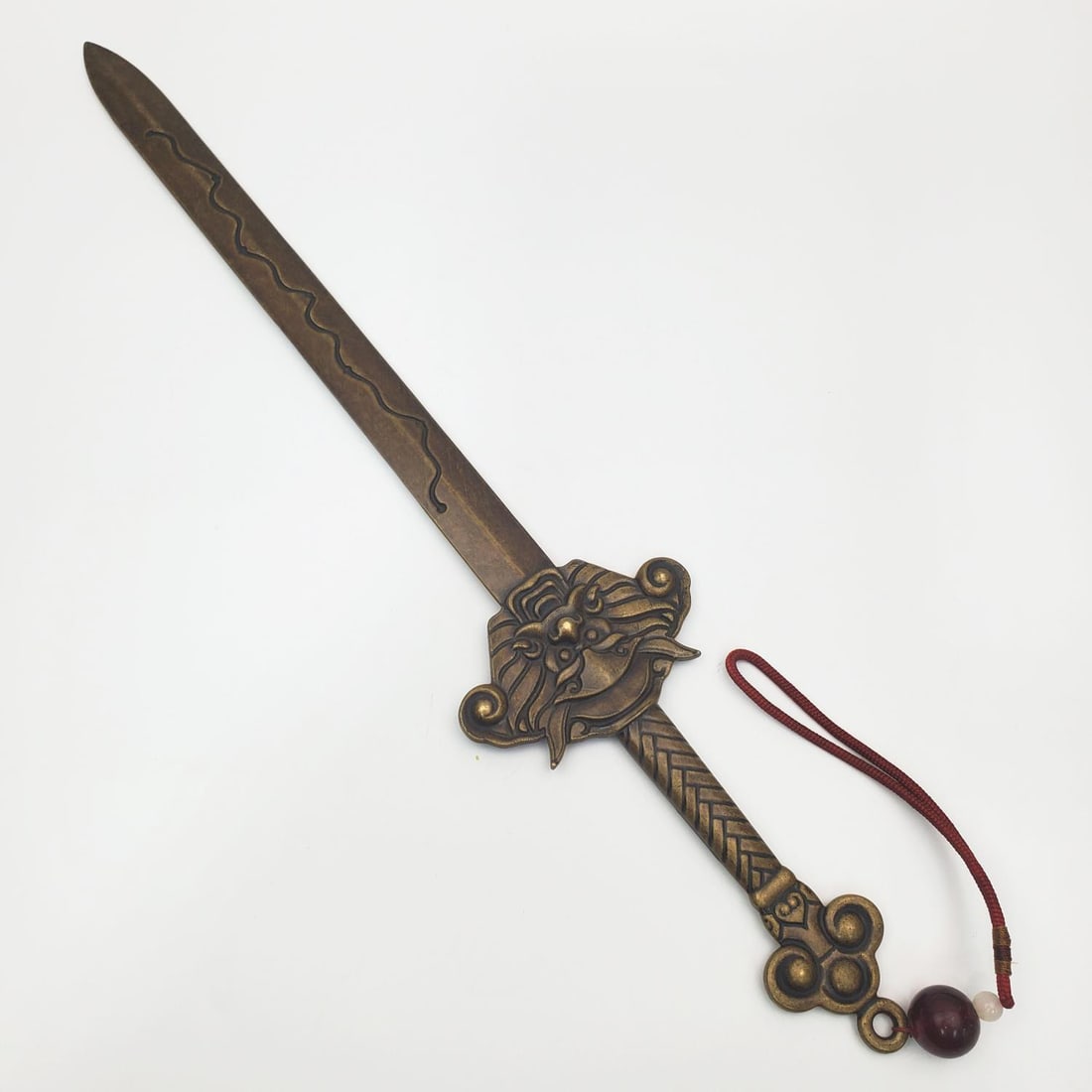 Chinese Brass Short Sword: Chinese Brass Short Sword. Condition: Generally Very Good. Dimensions: Total L-18". Provenance: From a Long Island, NY Home. Please note the absence of a Condition Report does not imply that there are