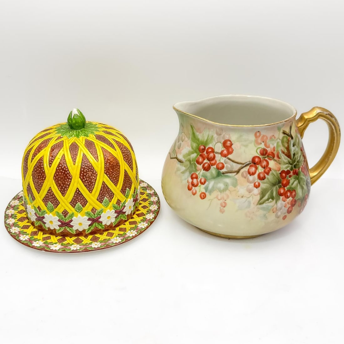 2 Antique Ceramic Items; Inc Limoges & Majolica (1 of 5)